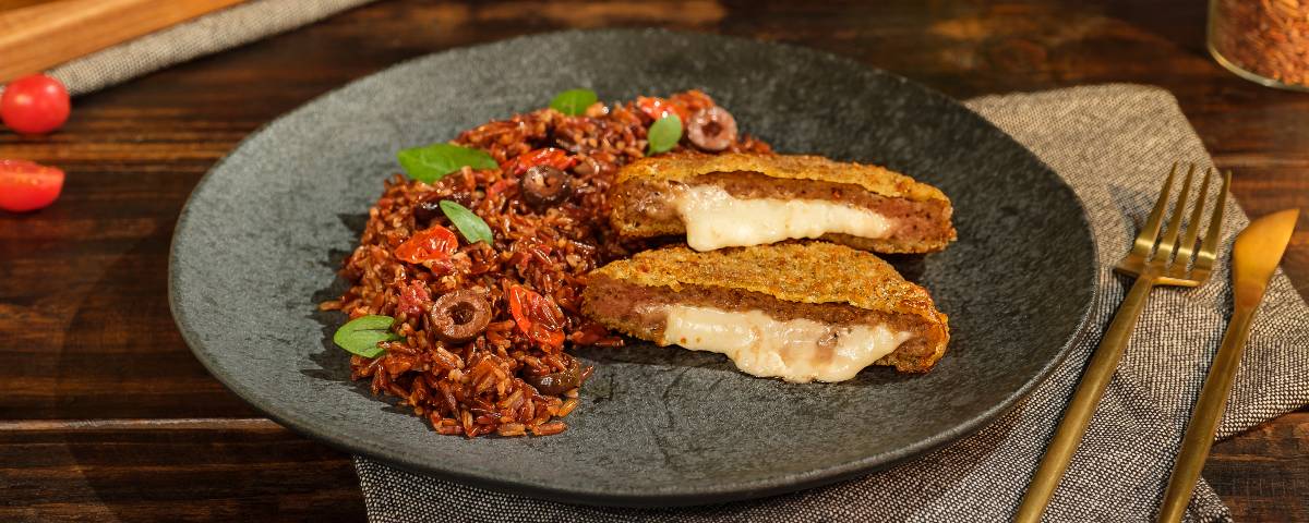 Polpetone com Arroz Vermelho