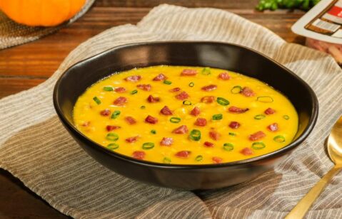 caldo de abóbora com bacon