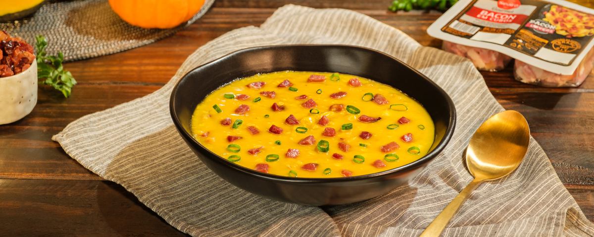 caldo de abóbora com bacon